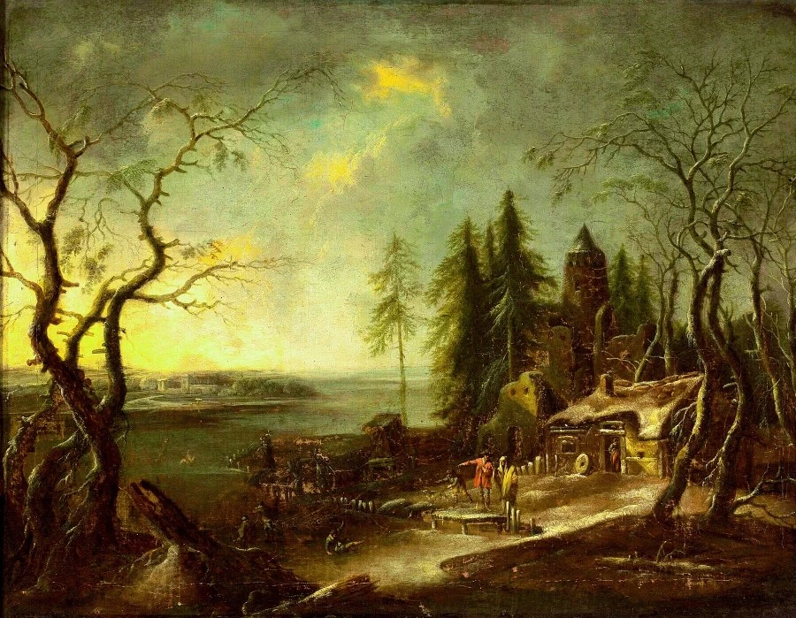 Paesaggio al tramonto sul fiume